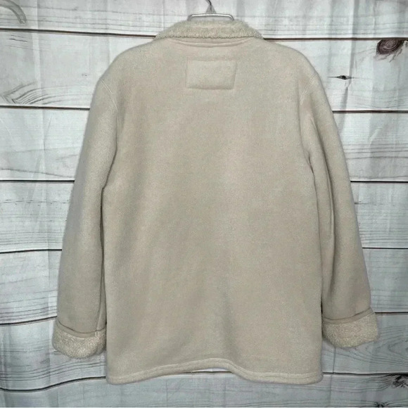 Chadwicks Womens Fleece Coat Medium Tan Full Zip Long Pockets - Picture 3 of 9